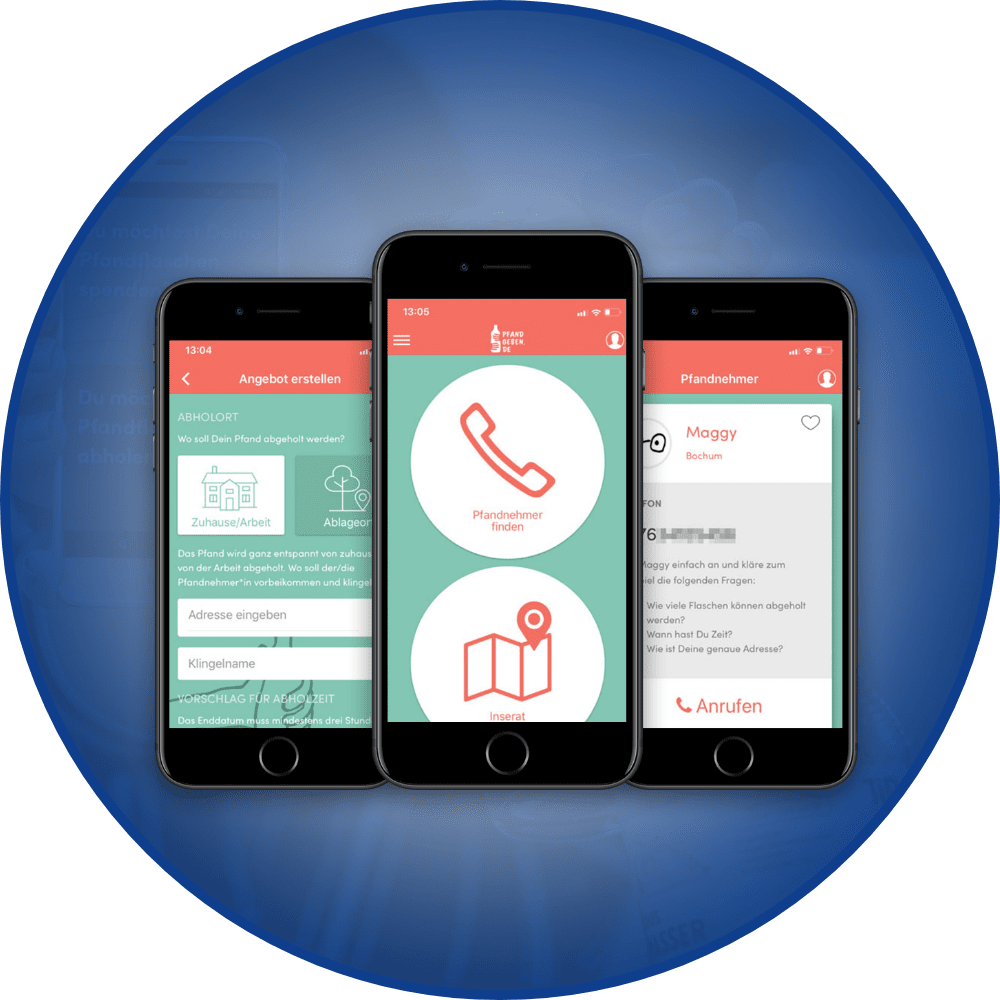 Pfandgeben App auf Smartphones